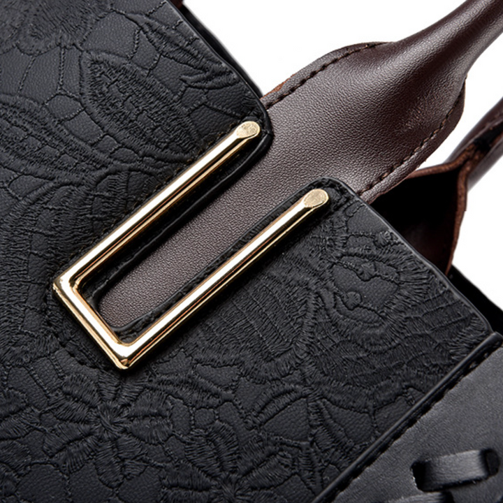 Flora – Embossed Vegan Leather Top Handle Tote Bag