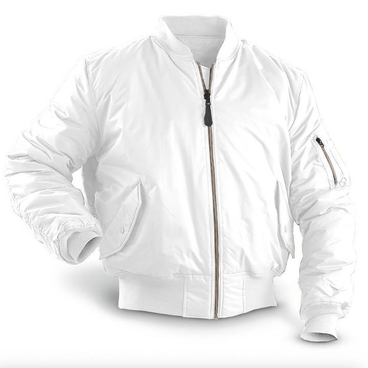 Padded Bomber Jacket Men Lined Zipper Pockets