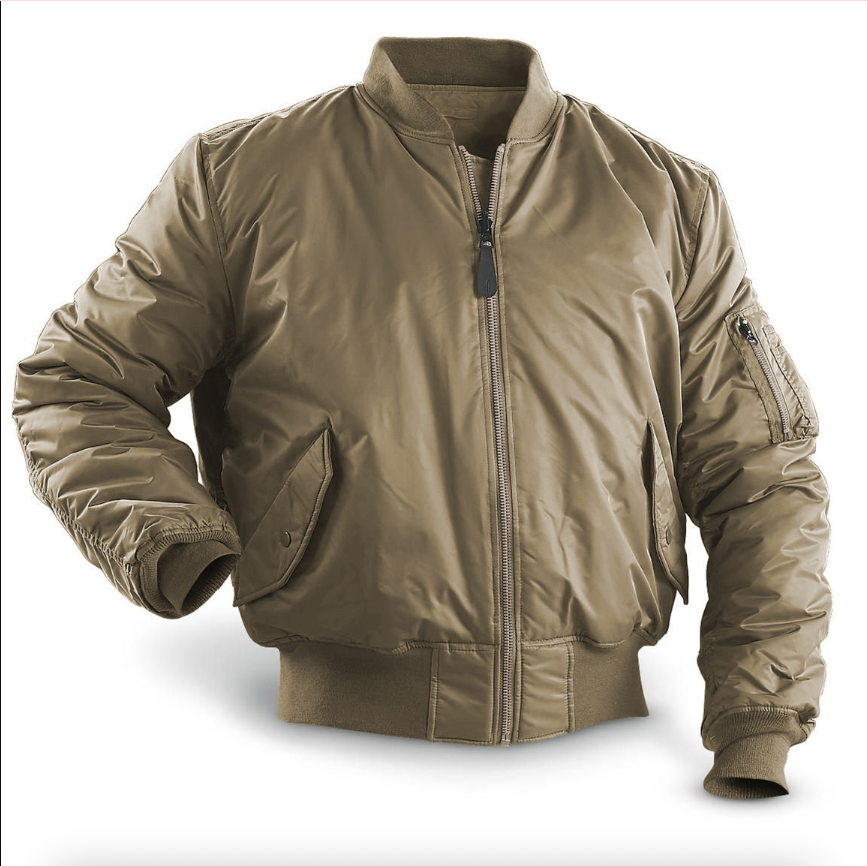 Padded Bomber Jacket Men Lined Zipper Pockets