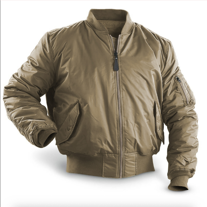 Padded Bomber Jacket Men Lined Zipper Pockets