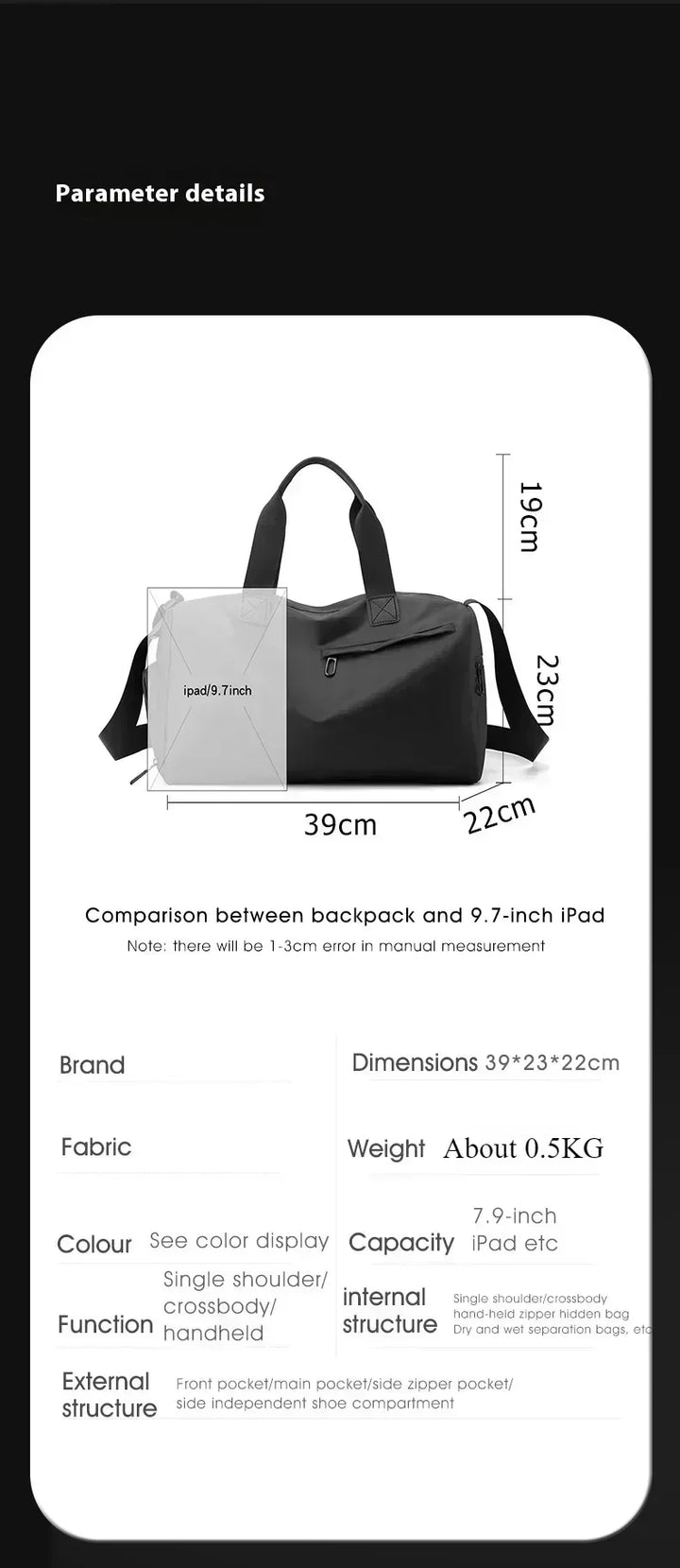 Professional Compartment Duffle Bag: Stylish and Functional Travel Companion