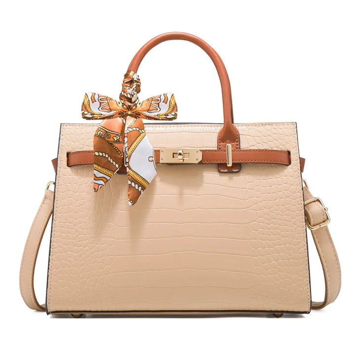 Cleo – Croc Embossed Top Handle Shoulder Bag