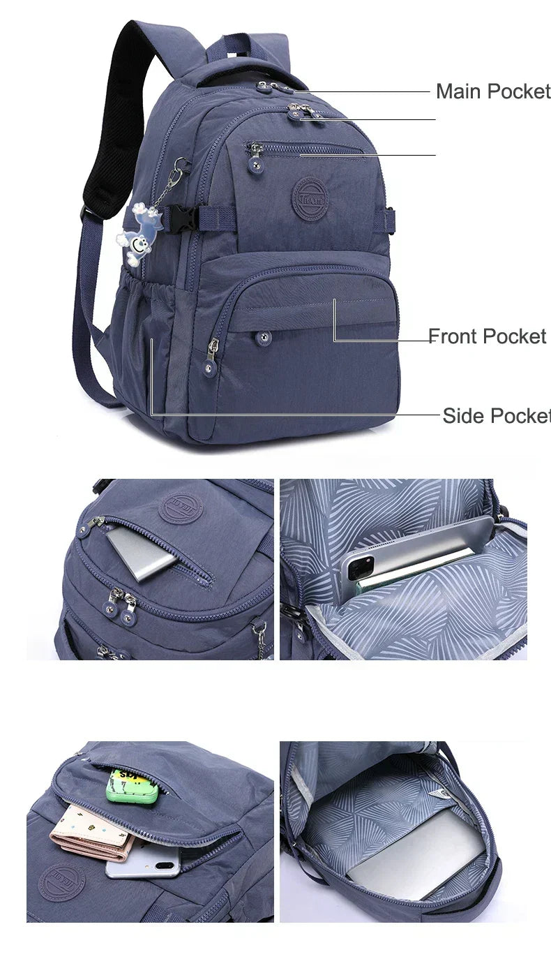 Urban Commuter Nylon Backpack - Durable Water-Resistant Travel Bag for Women