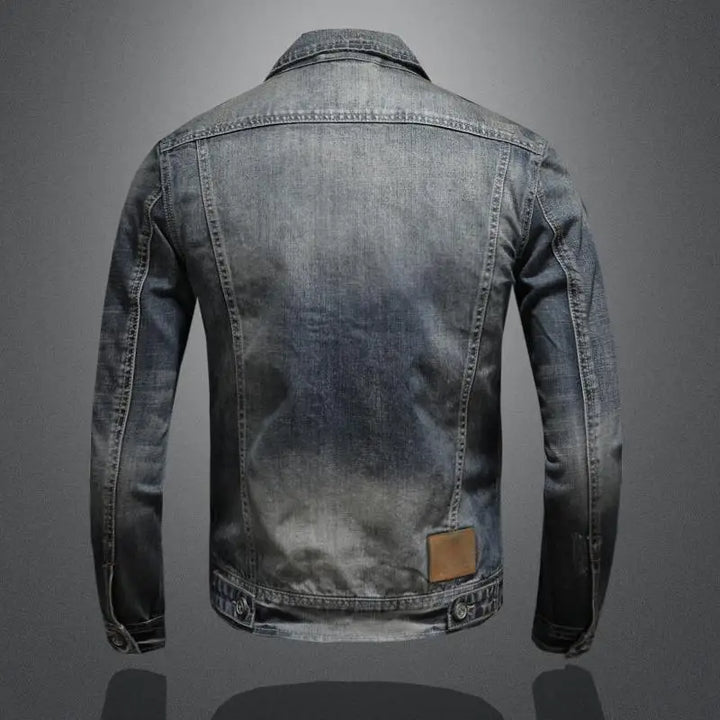 Francesco | Mens Denim Trucker Jacket with Flap Pockets — Kent Collar in Denim Blue M–3XL | Westmere