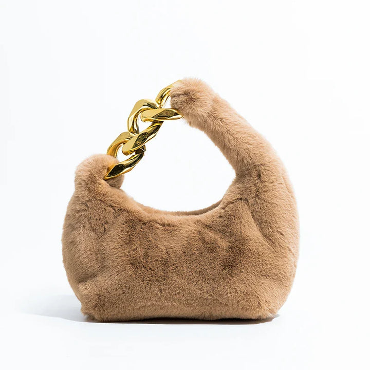 Plush – Faux Fur Mini Shoulder Bag with Chain Handle