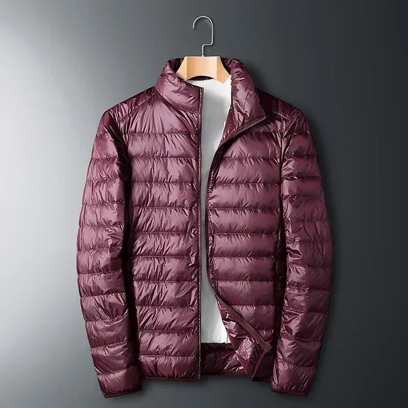 Men's Lightweight Puffer Jacket with Compact Storage Bag