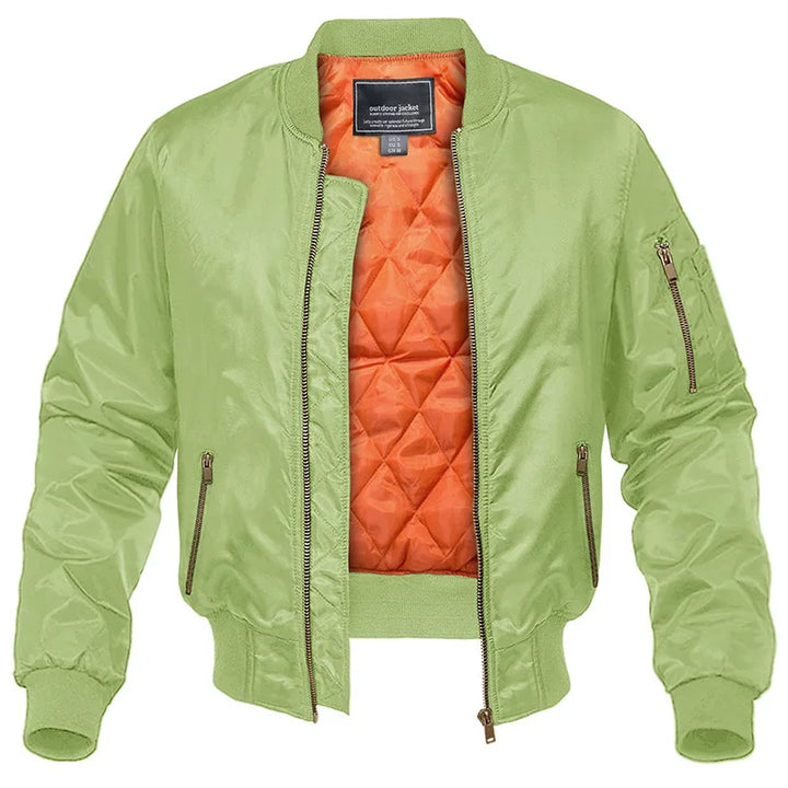Padded Bomber Jacket Men Lined Zipper Pockets