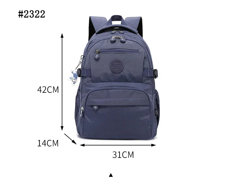 Urban Commuter Nylon Backpack - Durable Water-Resistant Travel Bag for Women