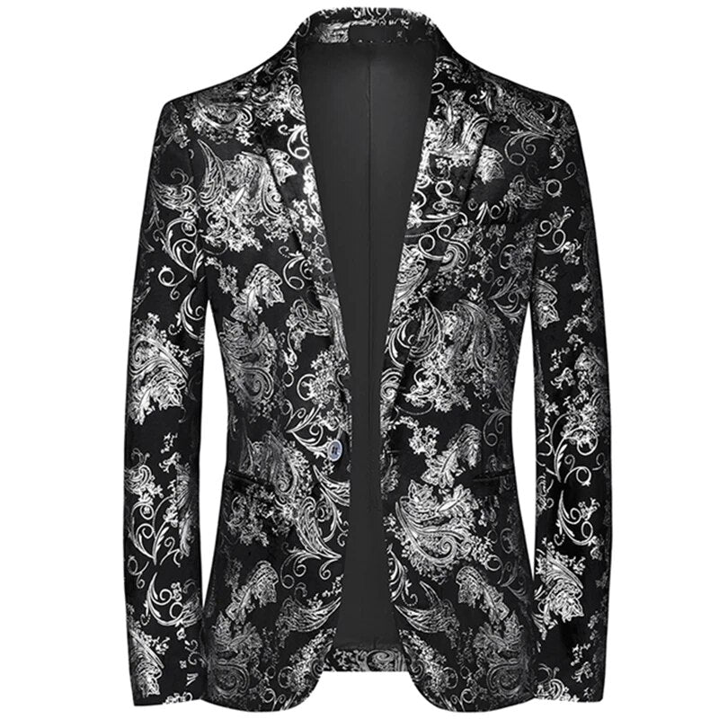 Patterned Modern Slim-Fit Blazer for Men
