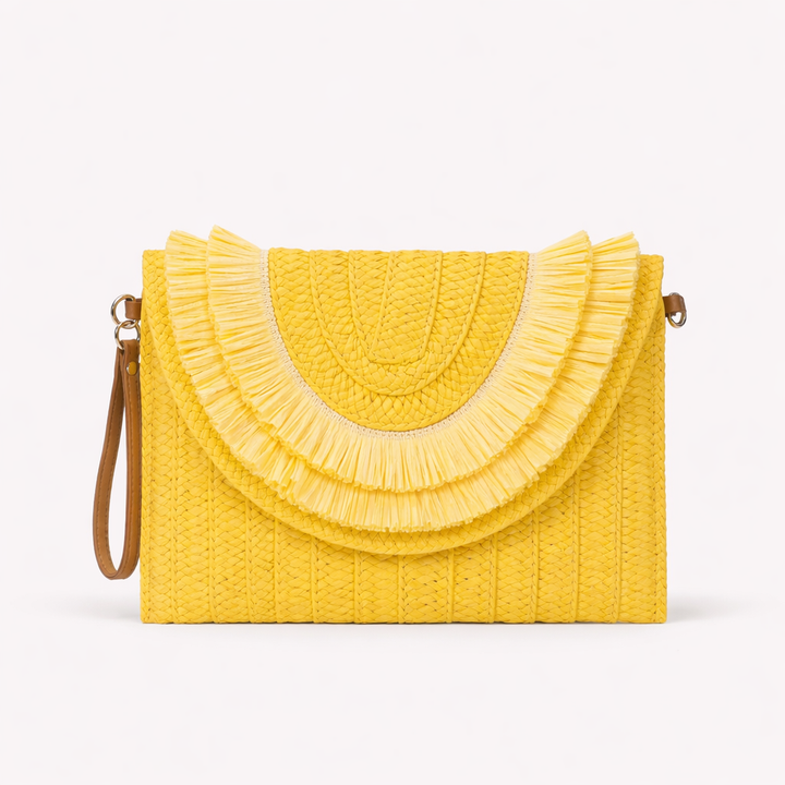 Solana – Raffia Fringe Flap Straw Handbag for Women