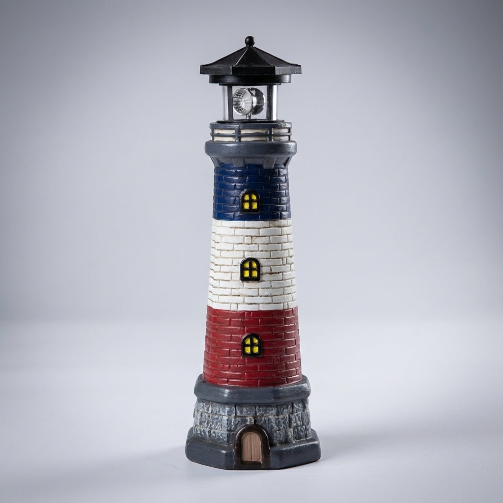 Solar Rotating Beacon Garden Light - Coastal Lighthouse Design