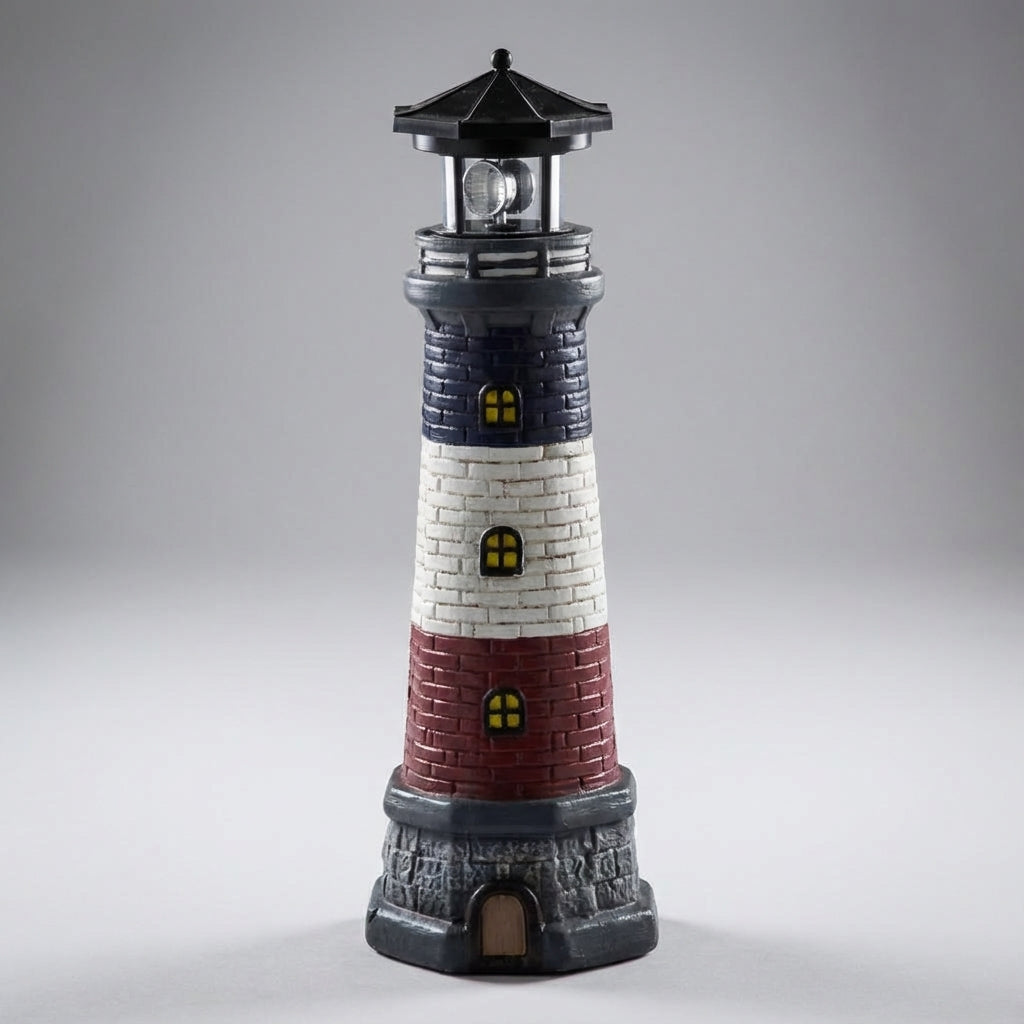 Solar Rotating Beacon Garden Light - Coastal Lighthouse Design