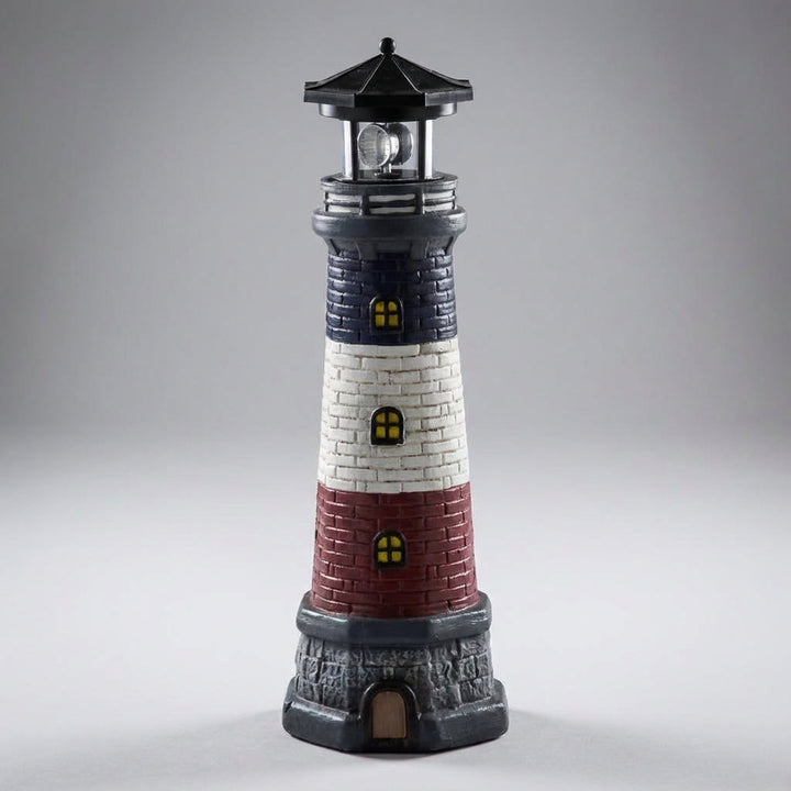 Solar Rotating Beacon Garden Light - Coastal Lighthouse Design