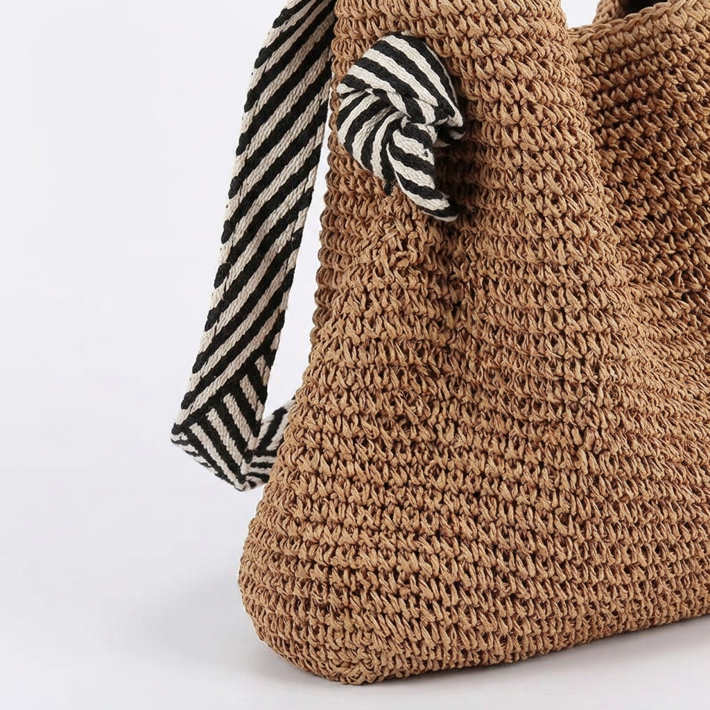 Soleil – Large Woven Straw Shoulder Bag for Beach & Travel