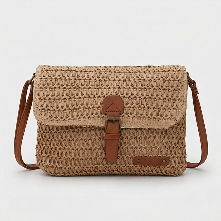 Soleil – Women's Straw Crossbody Bag with Flap