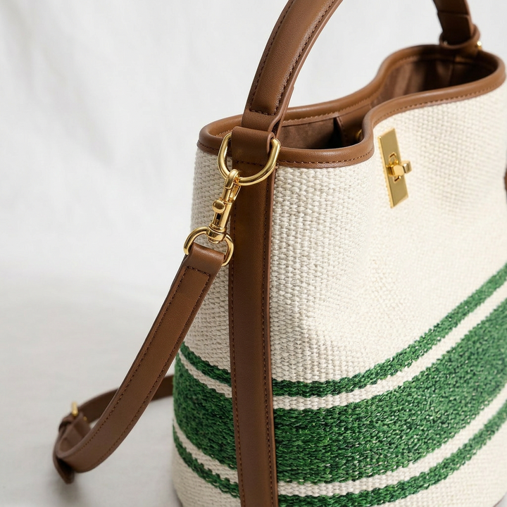Soleil – Woven Bucket Bag with Pouch, Shoulder Crossbody Bag
