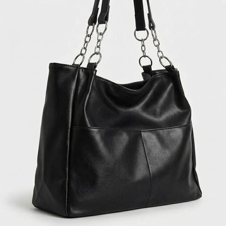 Solen – Large Vegan Cowhide Tote Bag, Chain Shoulder Bag