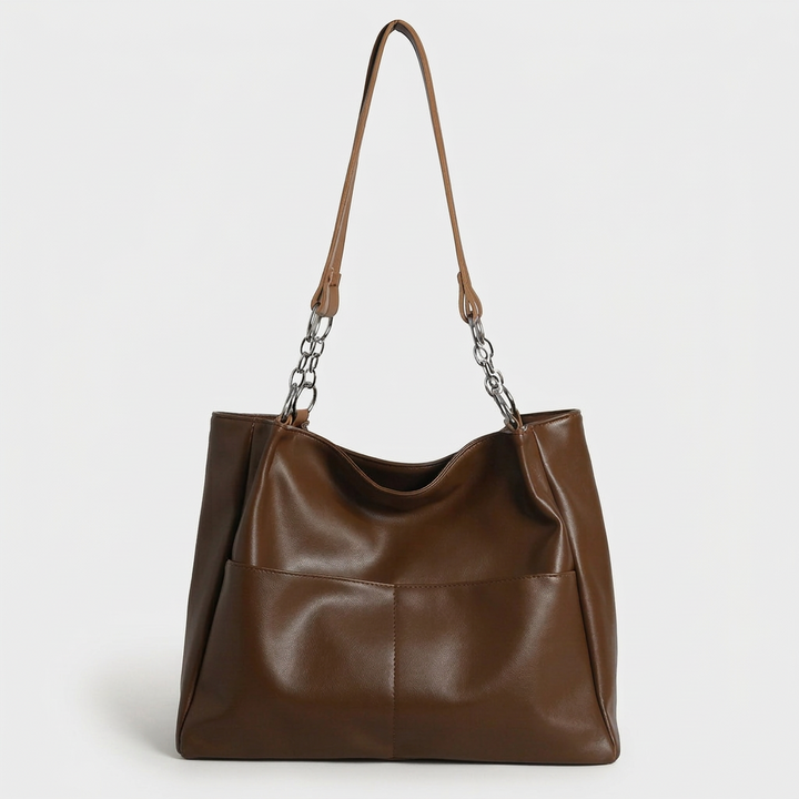 Solen – Large Vegan Cowhide Tote Bag, Chain Shoulder Bag