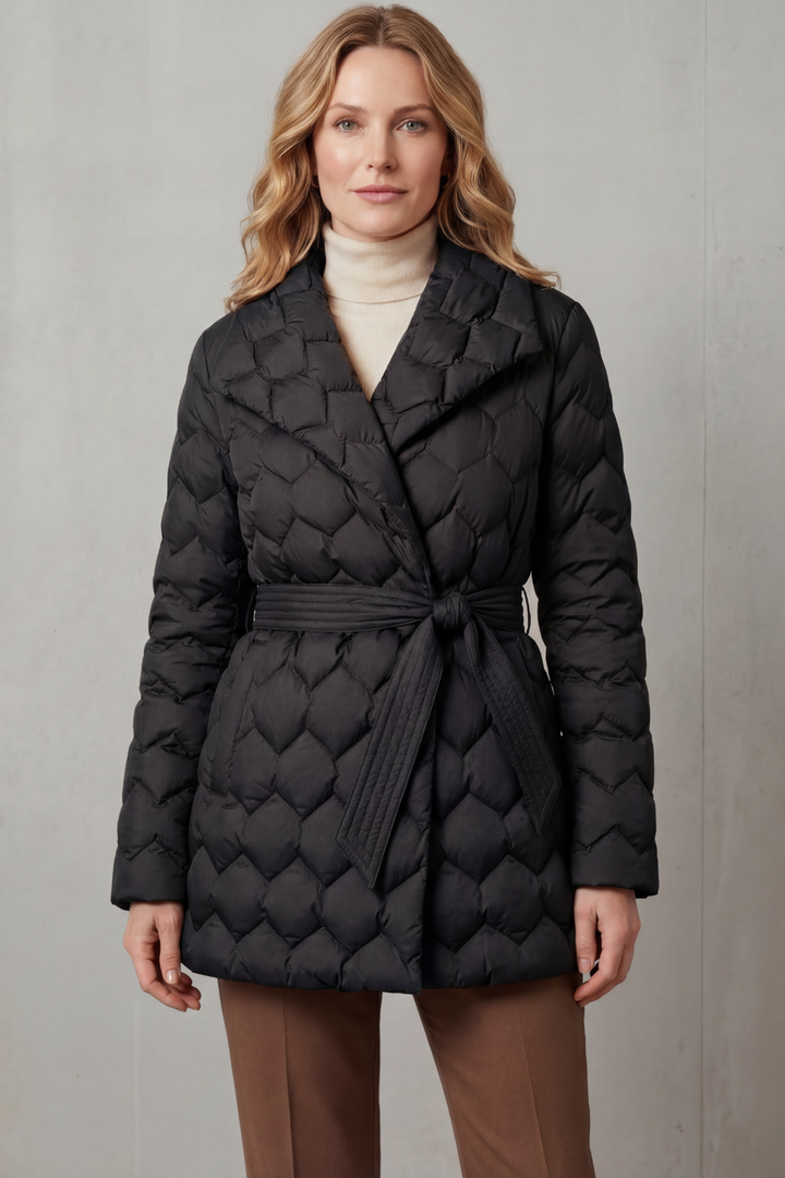 Women's Sculpted Quilted Belted Puffer Jacket