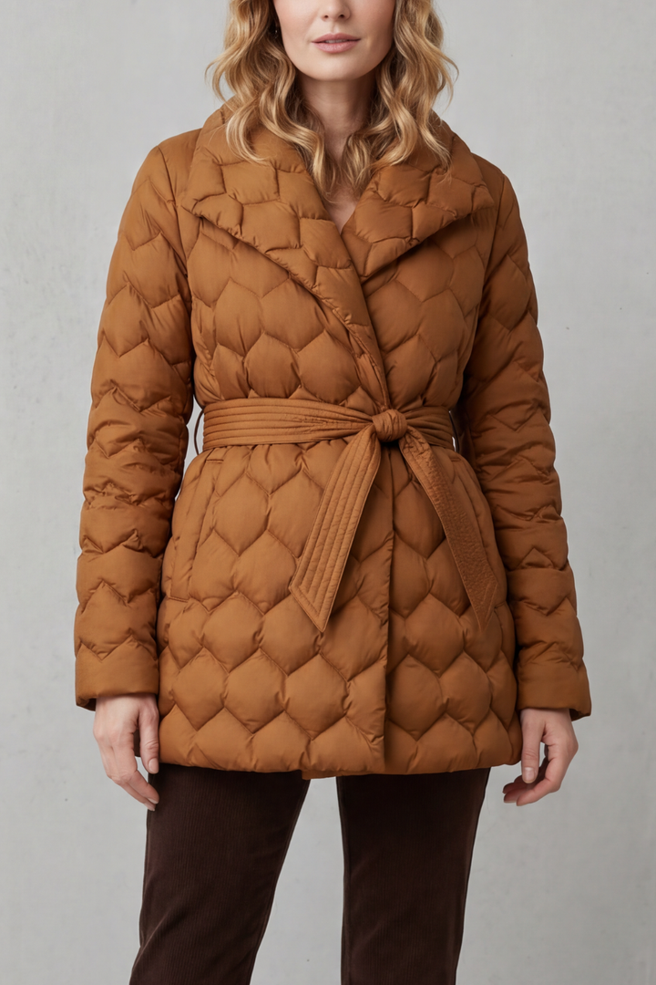 Women's Sculpted Quilted Belted Puffer Jacket