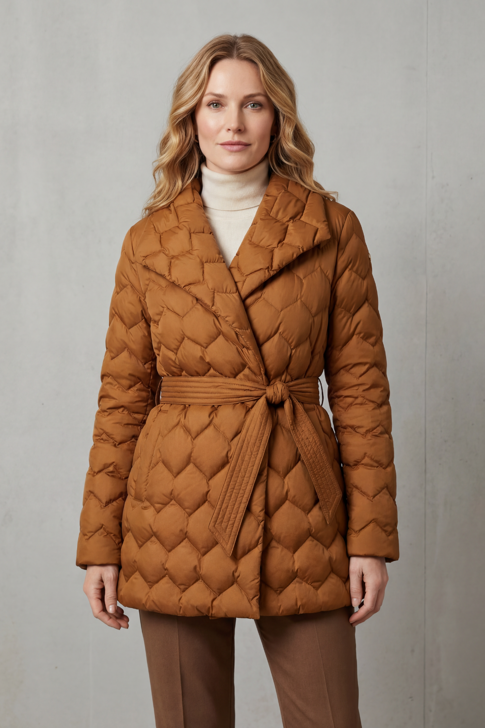 Women's Sculpted Quilted Belted Puffer Jacket