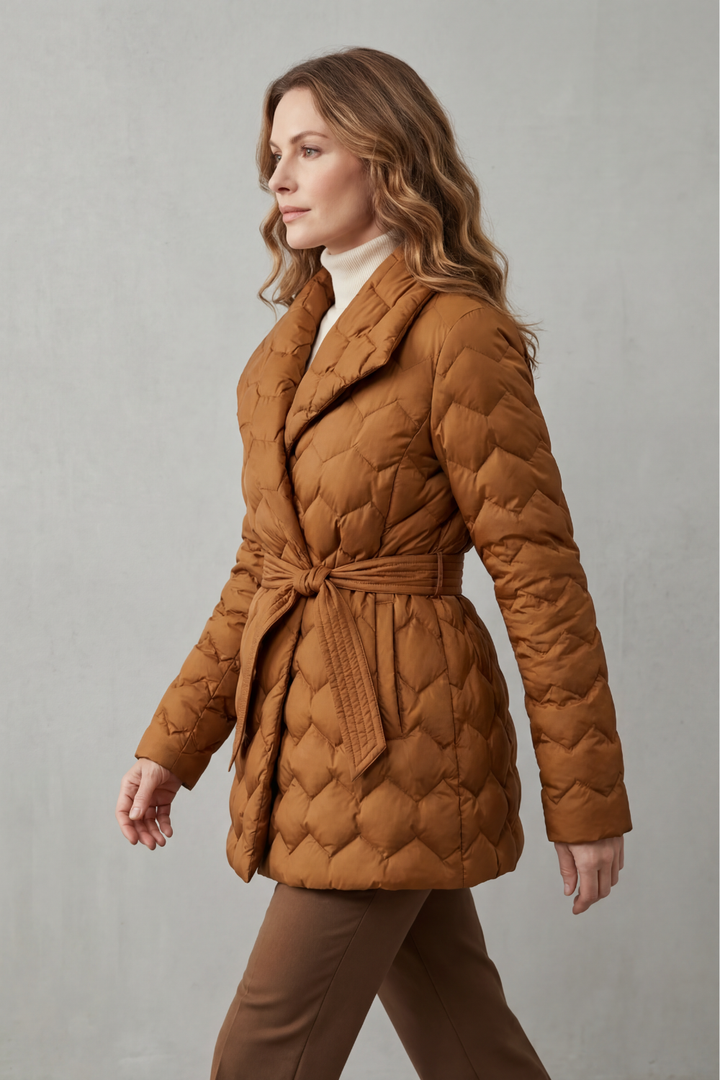 Women's Sculpted Quilted Belted Puffer Jacket