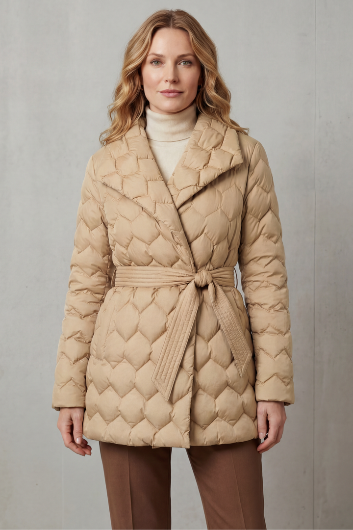 Women's Sculpted Quilted Belted Puffer Jacket