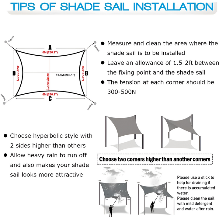 Rectangular Sun Sail Waterproof | Water-Resistant Outdoor Fabric | UV Protection | SkyCover