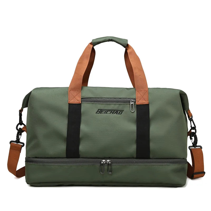 Gym Bag with Shoe Compartment and Wet/Dry Separation for Training
