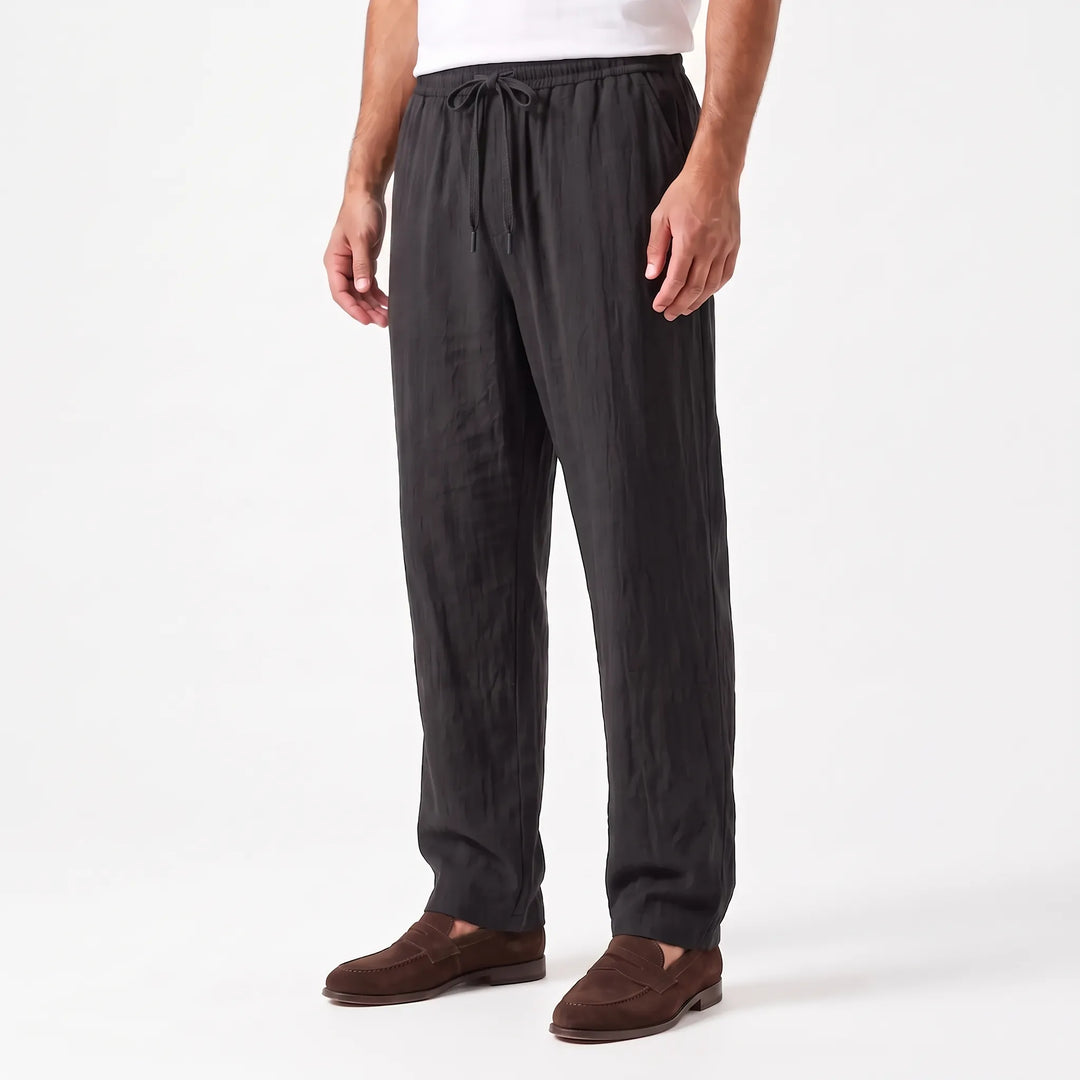 Relaxed Fit Straight Leg Summer Pants - Breathable Cotton Linen Blend