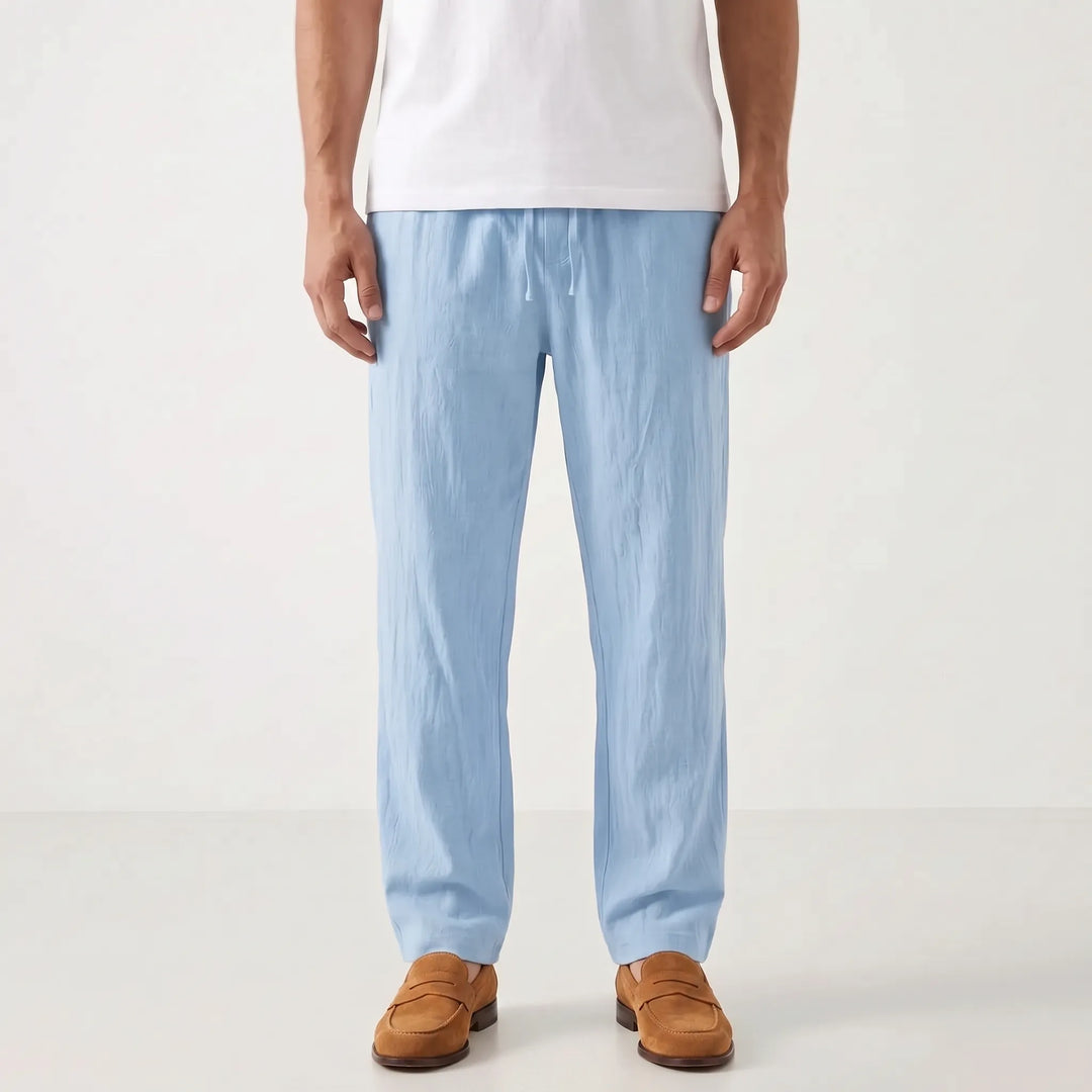 Relaxed Fit Straight Leg Summer Pants - Breathable Cotton Linen Blend