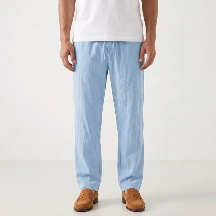 Relaxed Fit Straight Leg Summer Pants - Breathable Cotton Linen Blend