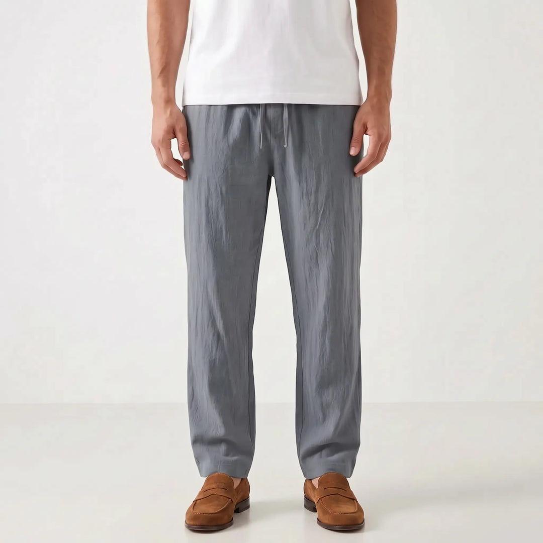 Relaxed Fit Straight Leg Summer Pants - Breathable Cotton Linen Blend
