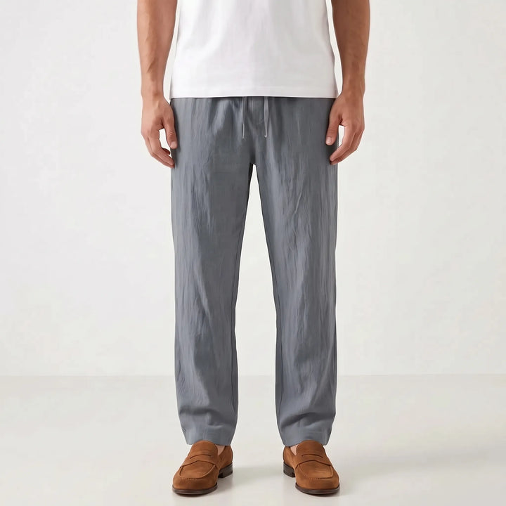 Relaxed Fit Straight Leg Summer Pants - Breathable Cotton Linen Blend