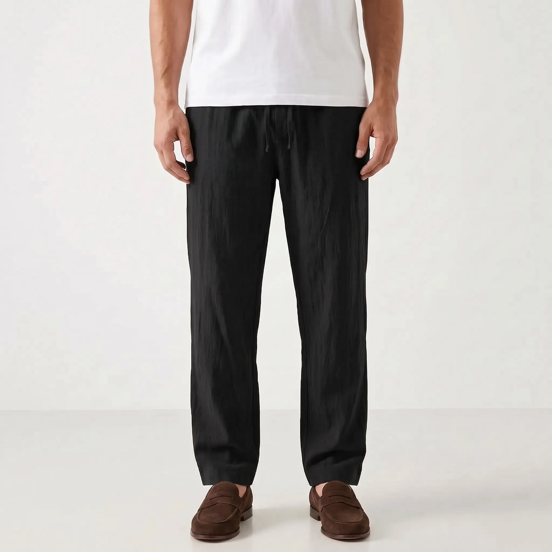 Relaxed Fit Straight Leg Summer Pants - Breathable Cotton Linen Blend
