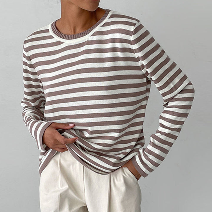 HarborStripe Women's Relaxed Striped Short Sleeve Summer Top