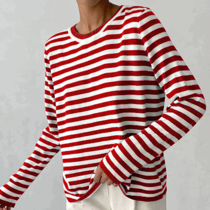 HarborStripe Women's Relaxed Striped Short Sleeve Summer Top