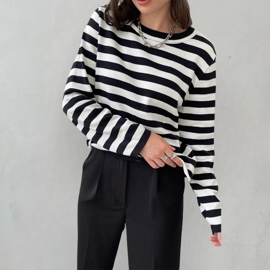 HarborStripe Women's Relaxed Striped Short Sleeve Summer Top