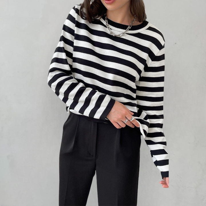 HarborStripe Women's Relaxed Striped Short Sleeve Summer Top