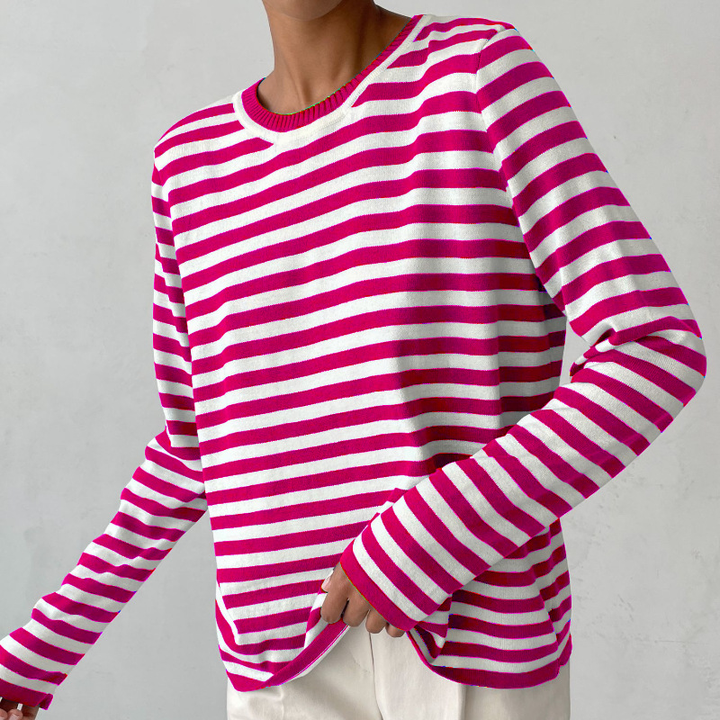 HarborStripe Women's Relaxed Striped Short Sleeve Summer Top