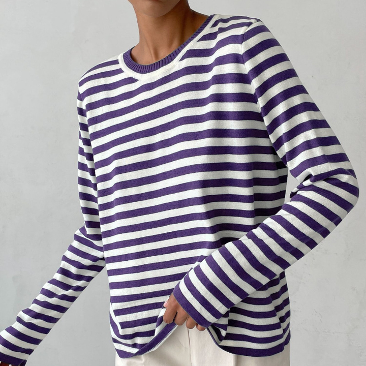 HarborStripe Women's Relaxed Striped Short Sleeve Summer Top
