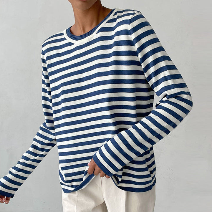 HarborStripe Women's Relaxed Striped Short Sleeve Summer Top