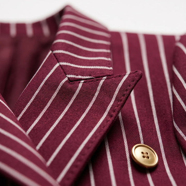 Striped Double-Breasted Wide-Leg Pant Suit for Women