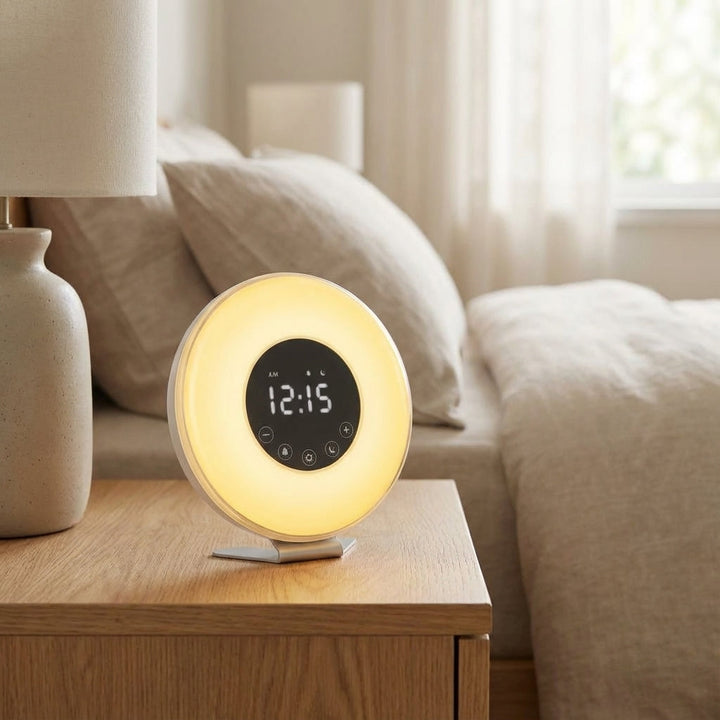 Natural Light Wake-Up Alarm Clock with Sunrise Simulation and White Noise