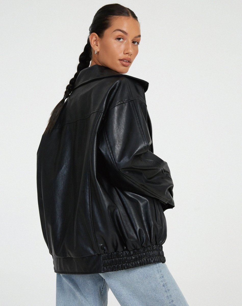 Urban Ease Oversized Faux Leather Jacket for Women – Relaxed Fit