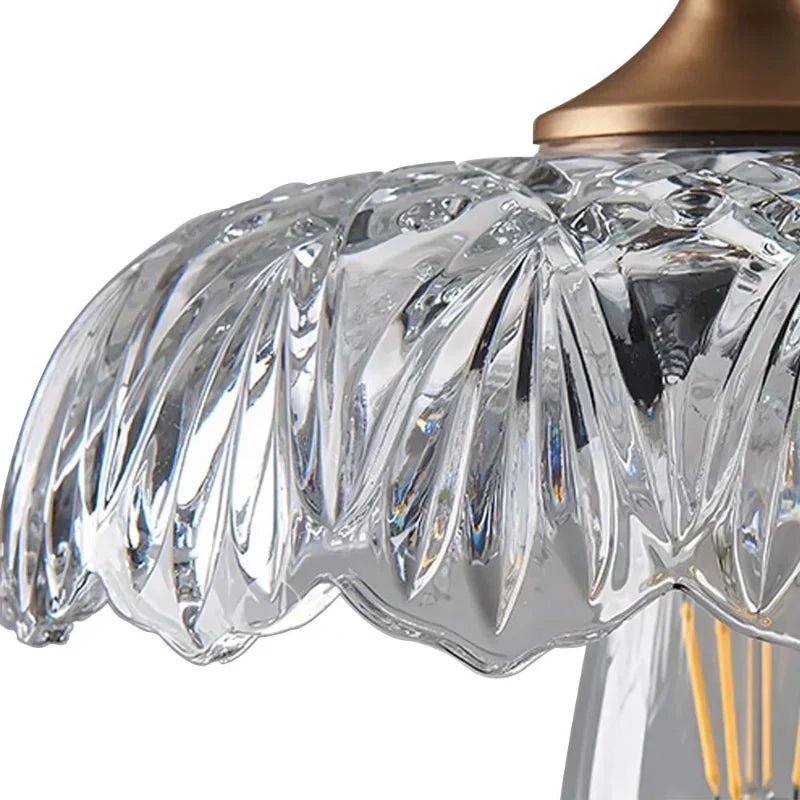 Sylvie Vintage Glass Brass Flower Pendant Light