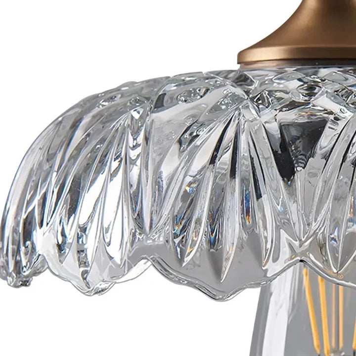 Sylvie Vintage Glass Brass Flower Pendant Light