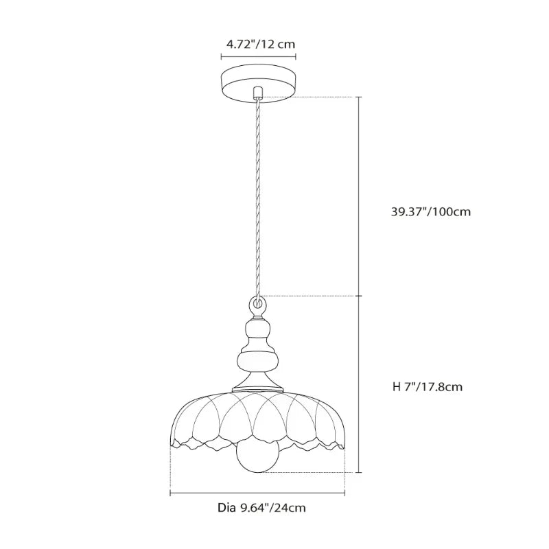 Sylvie Vintage Glass Brass Flower Pendant Light