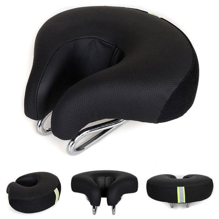 Comfort Zone Noseless Bike Saddle - Padded Mountain Bike Seat in Black