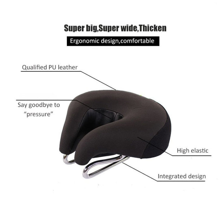 Comfort Zone Noseless Bike Saddle - Padded Mountain Bike Seat in Black